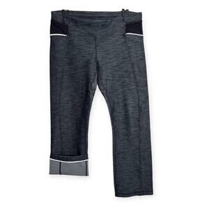Lululemon Ride On Crop Leggings SIZE 10 Gray Button Ankle Capri Yoga Pants